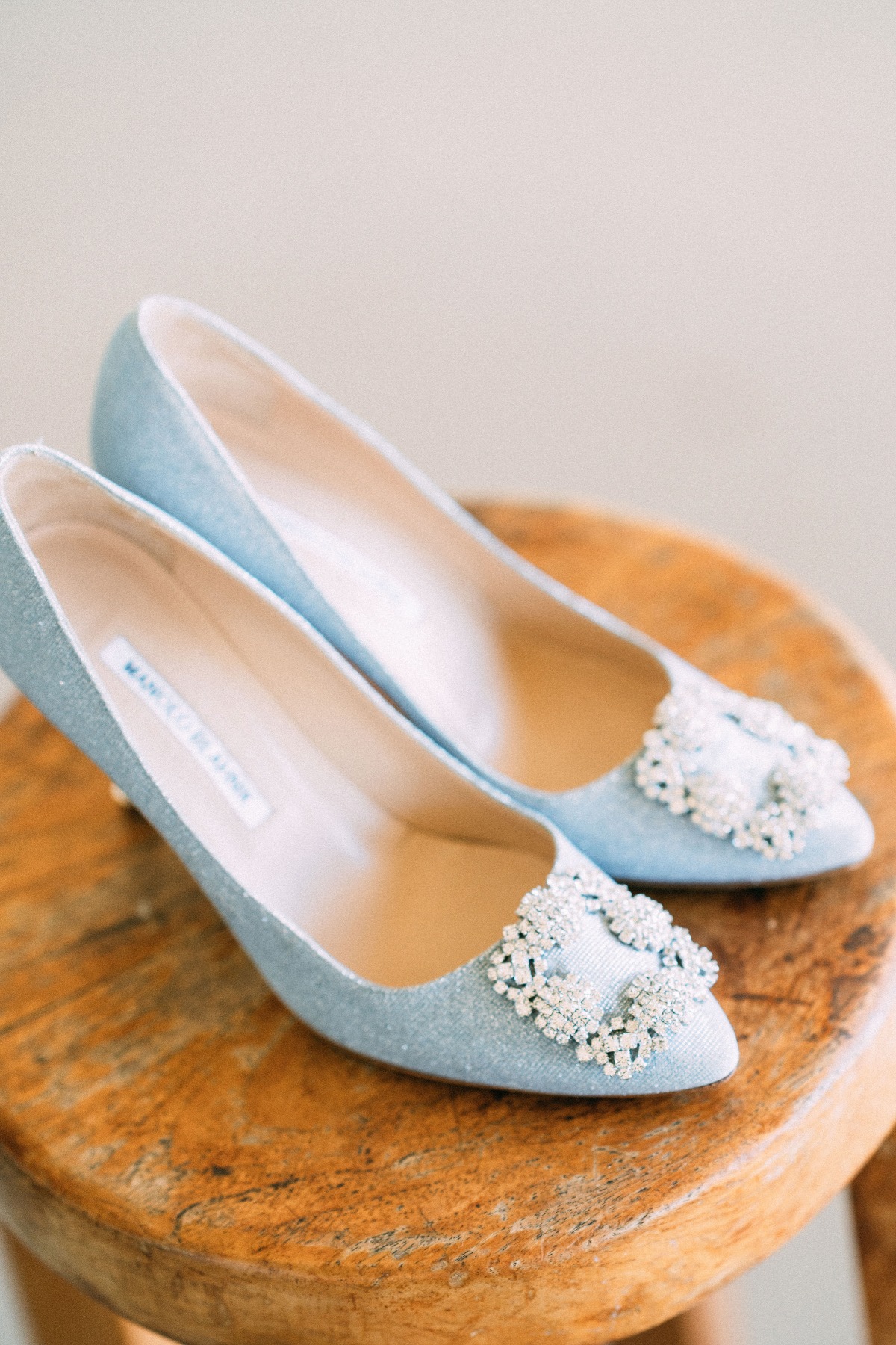 Light blue Manolo Blahnik wedding shoes