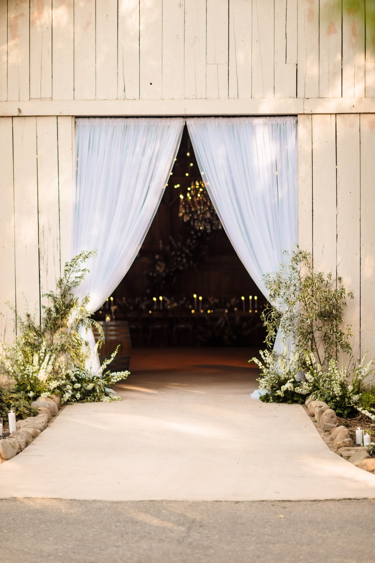 entrance to rustic wedding reception