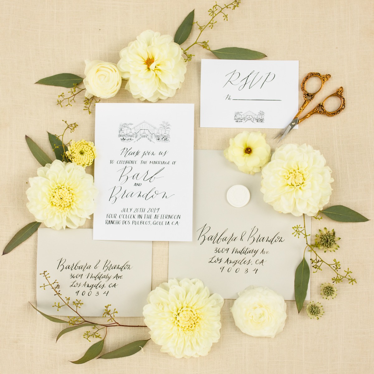 Calligraphy wedding invitations by Jessica Yee Calligraphy