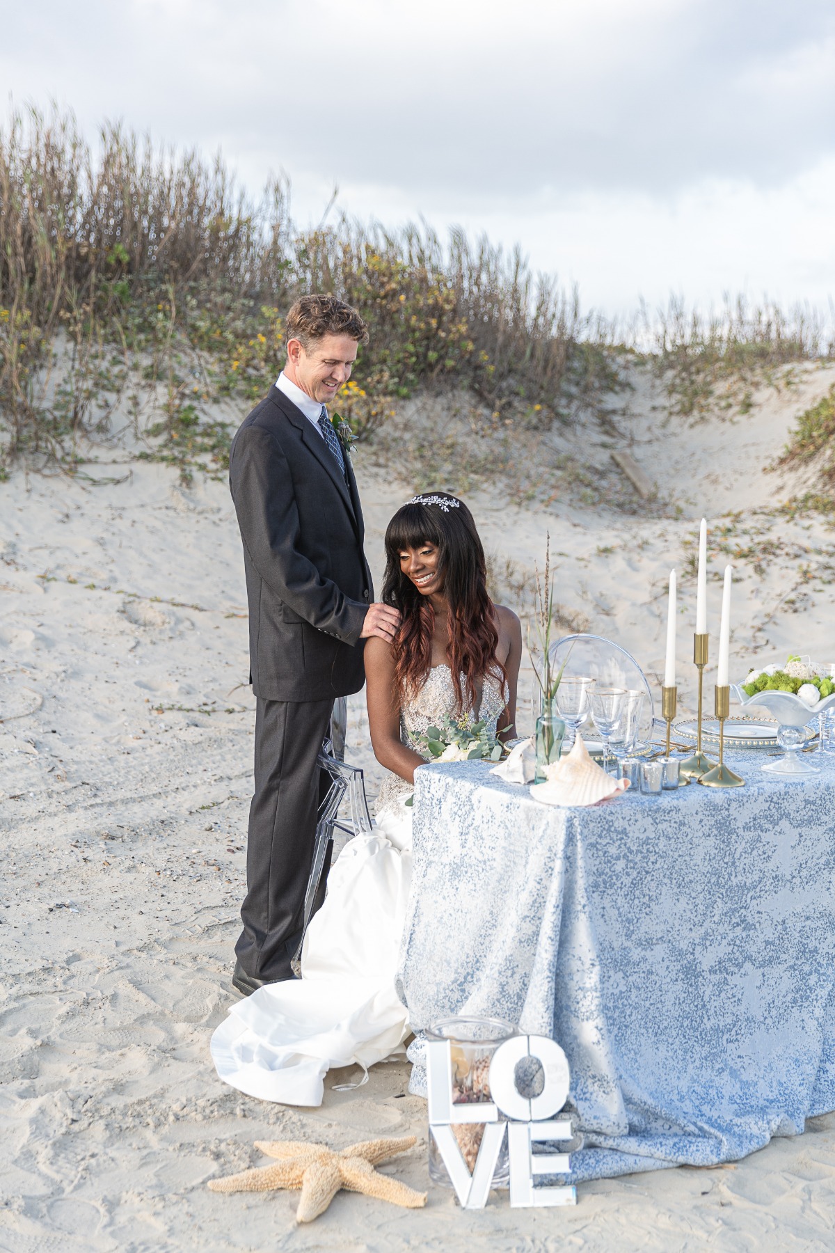 beach bridal set up