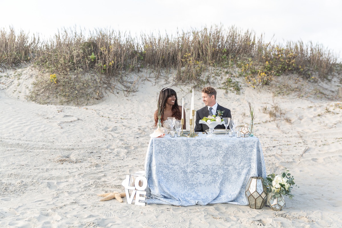 sweetheart table setup at beach