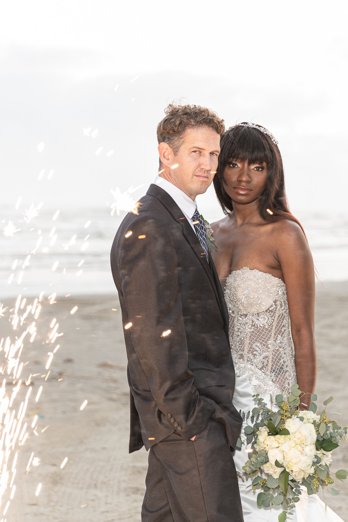 beach wedding portrait by C baron photography