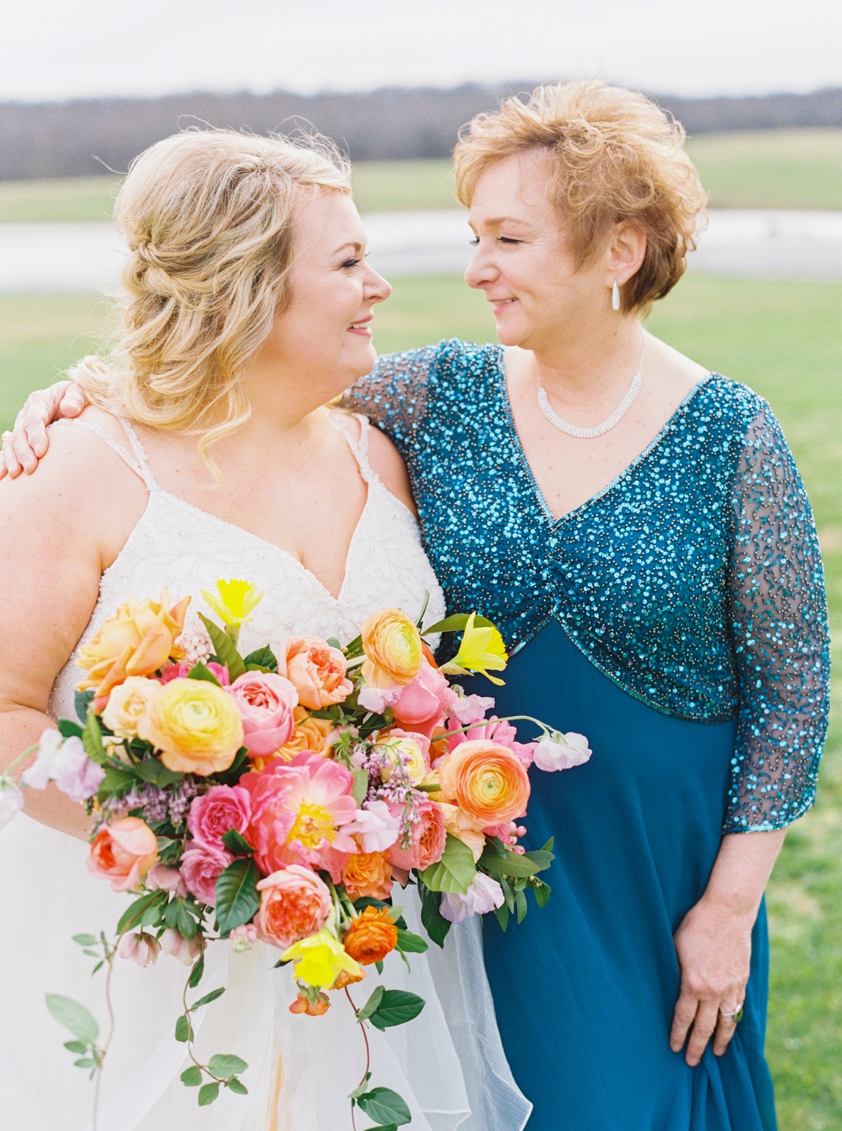 mother and daughter wedding photo