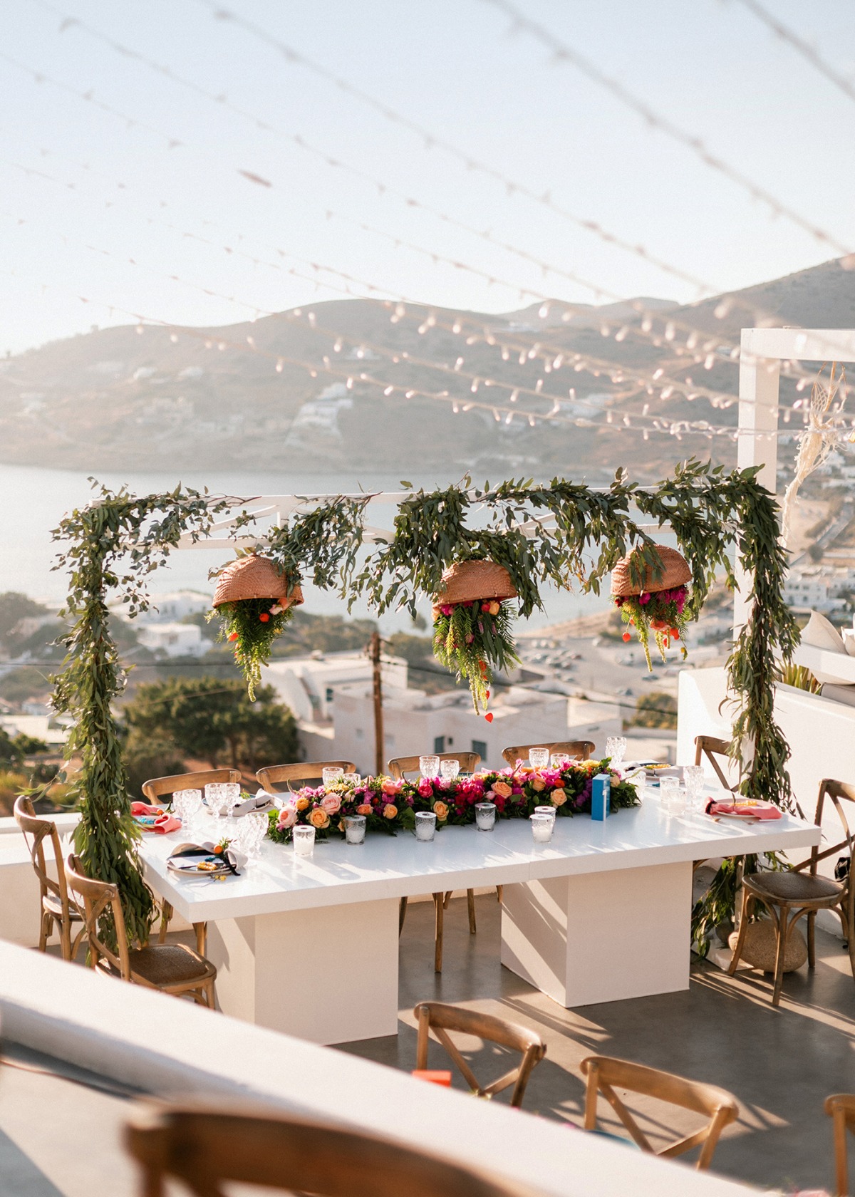 Colorful Greece wedding reception