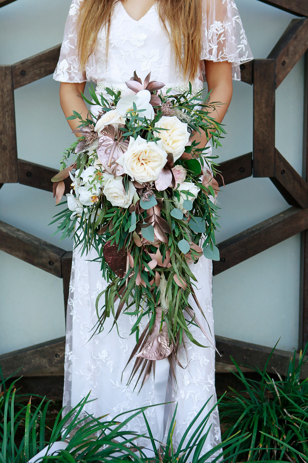 metallic Anthurium wedding bouquet.