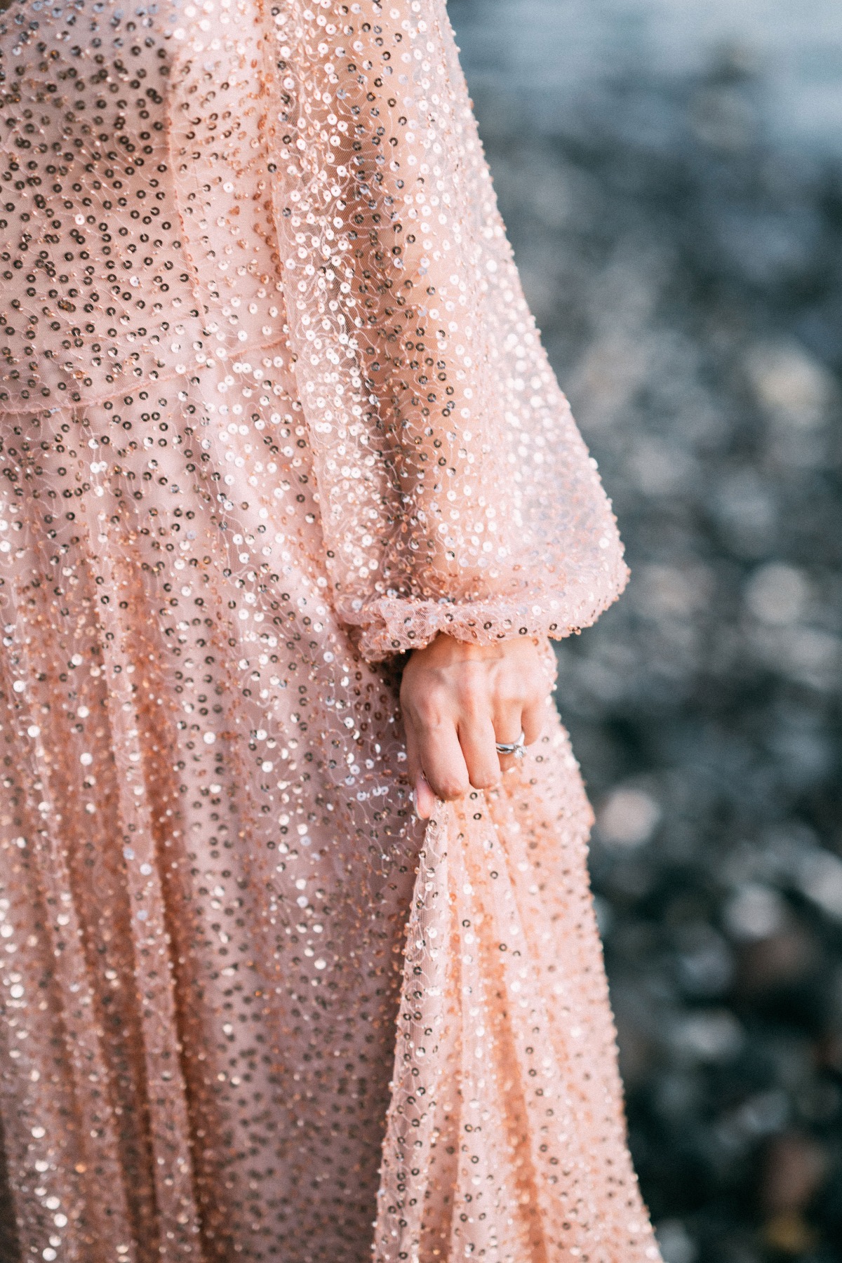 peach sparkly dress