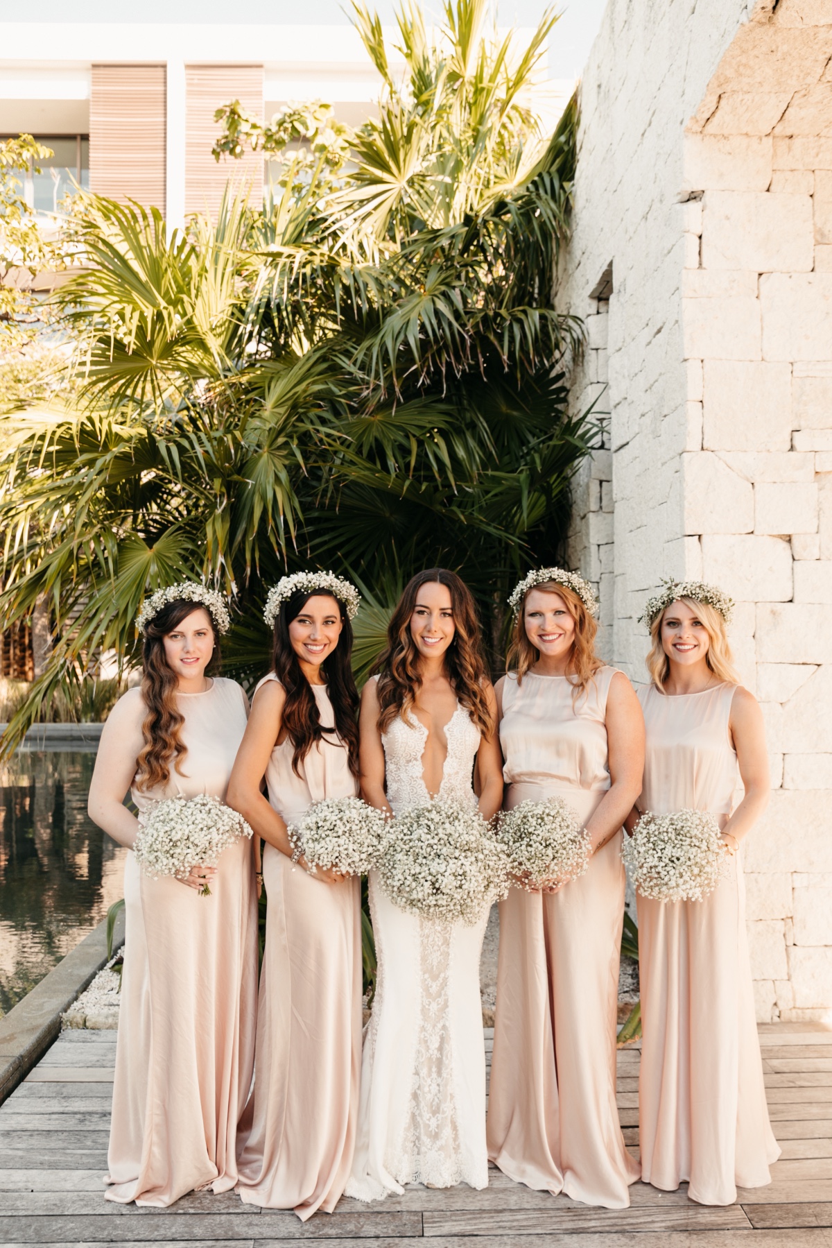 Floor-length Peach Bridesmaids Dresses
