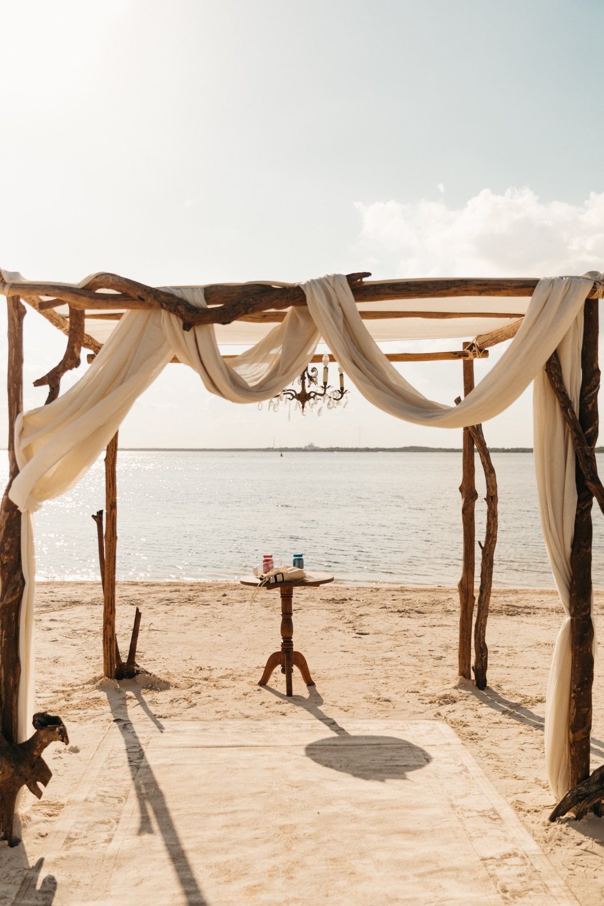 beach wedding ceremony set up