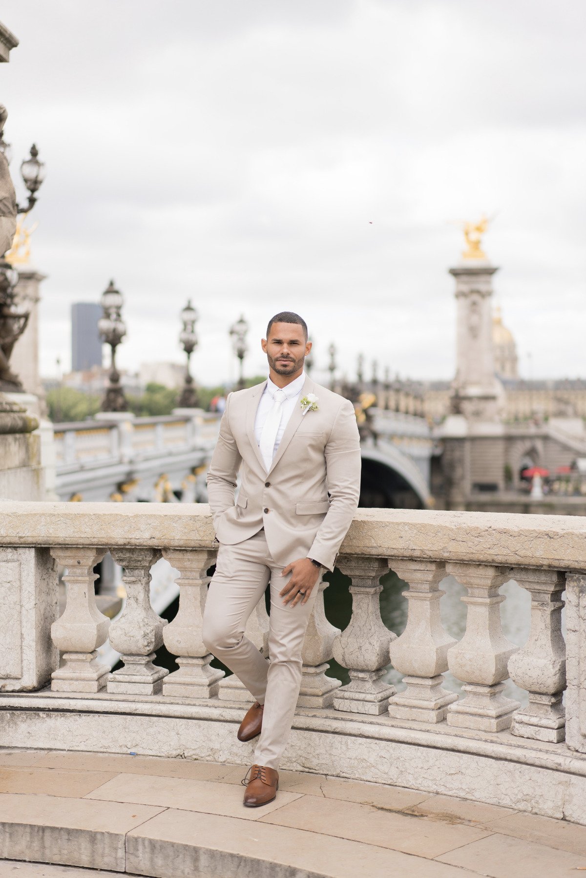 Paris elopement looks for the groom