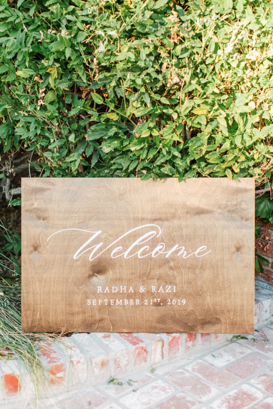 wooden welcome wedding sign