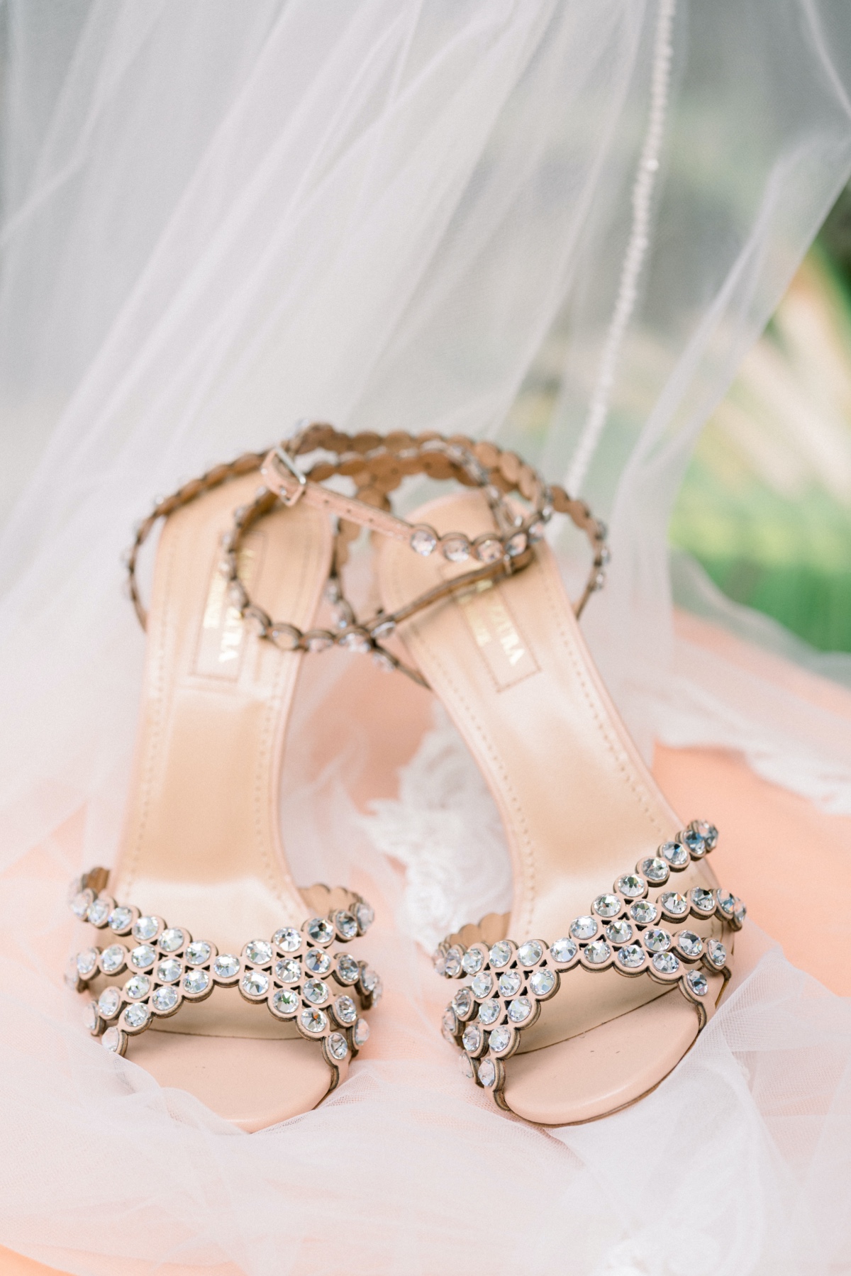 Elegant wedding sandals with crystal embellishments