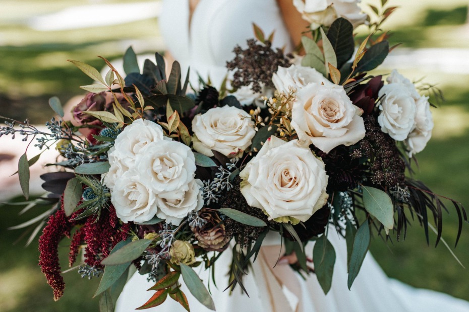 white and eucalyptus wedding bouquet