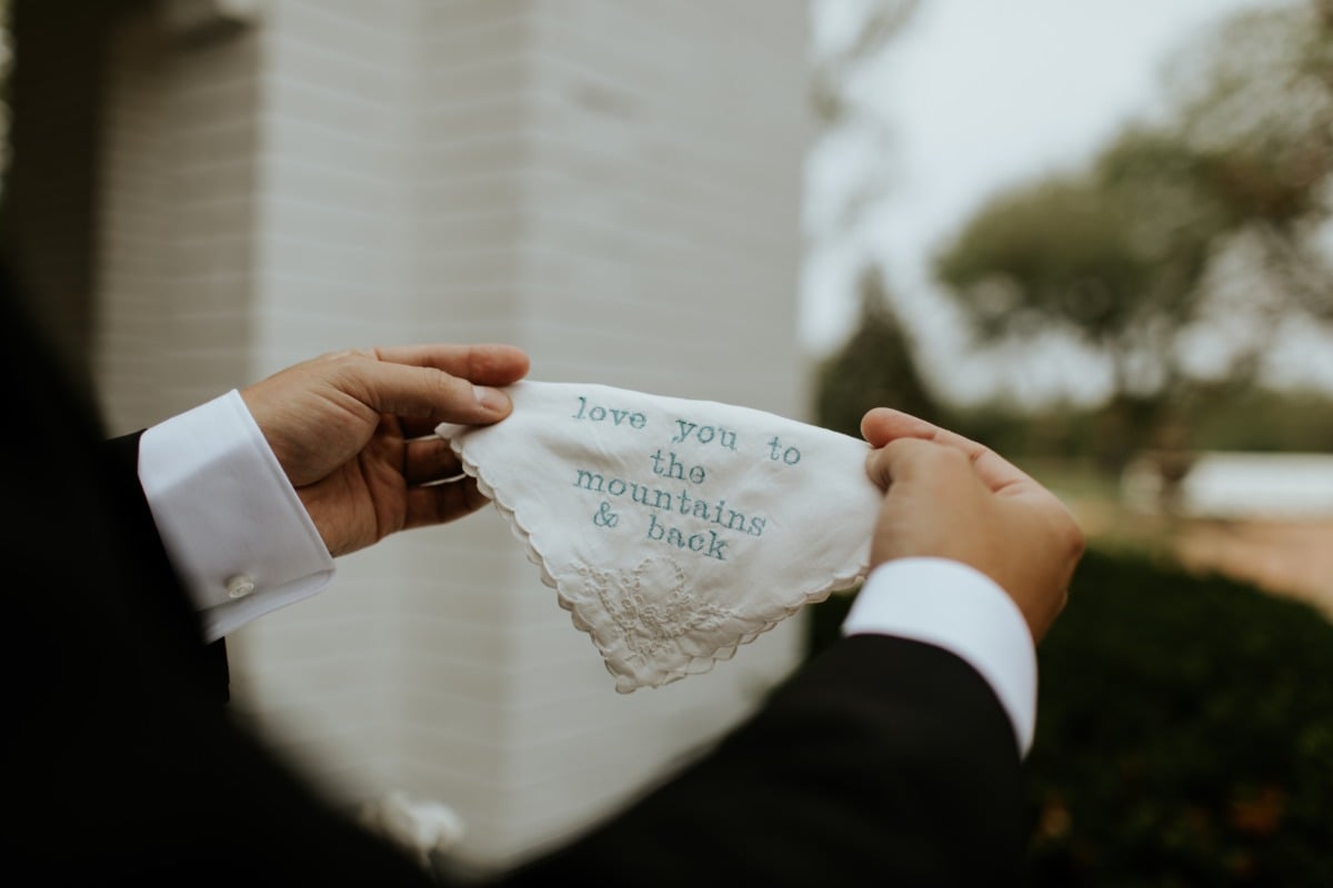 embroidered hankie for groom