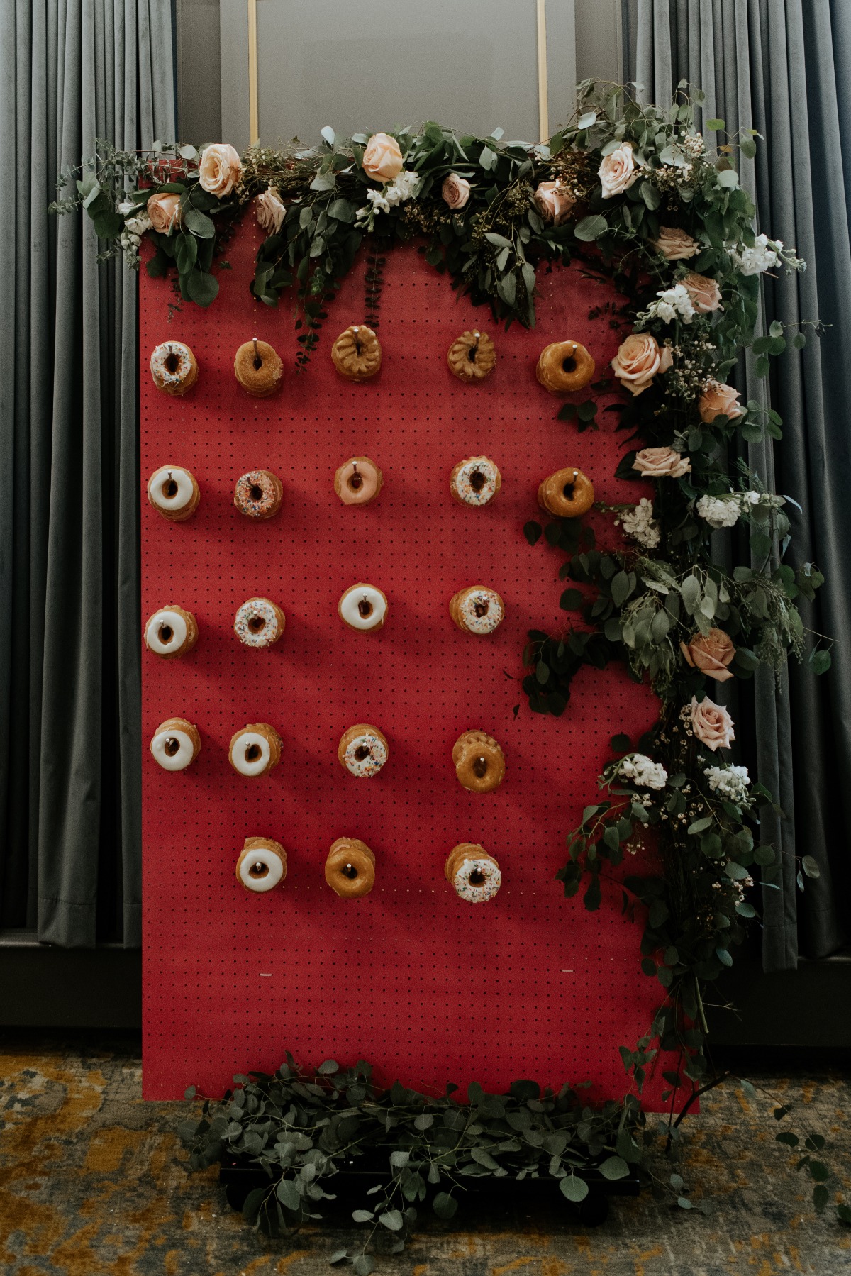 donut wall adorned with florals