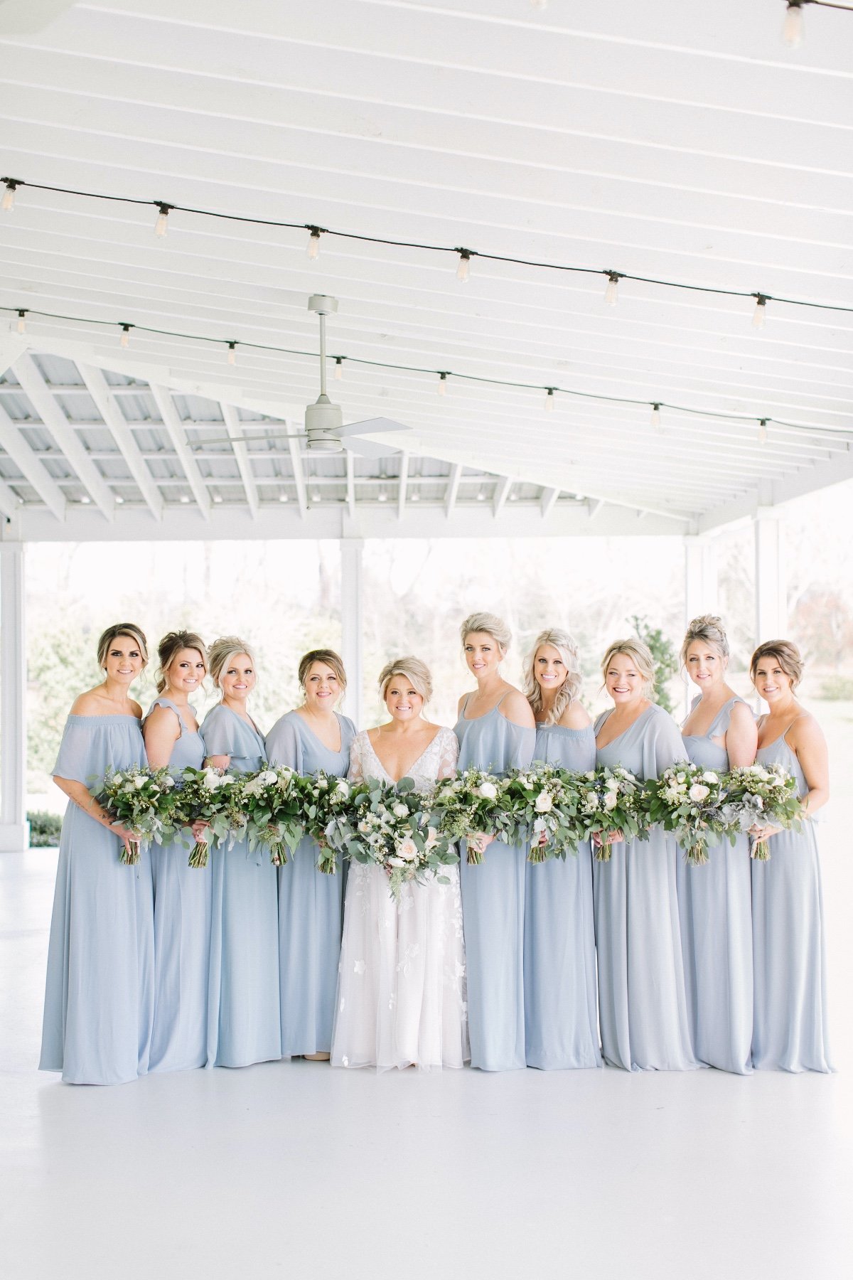 floor length light blue mismatched chiffon bridesmaid dresses