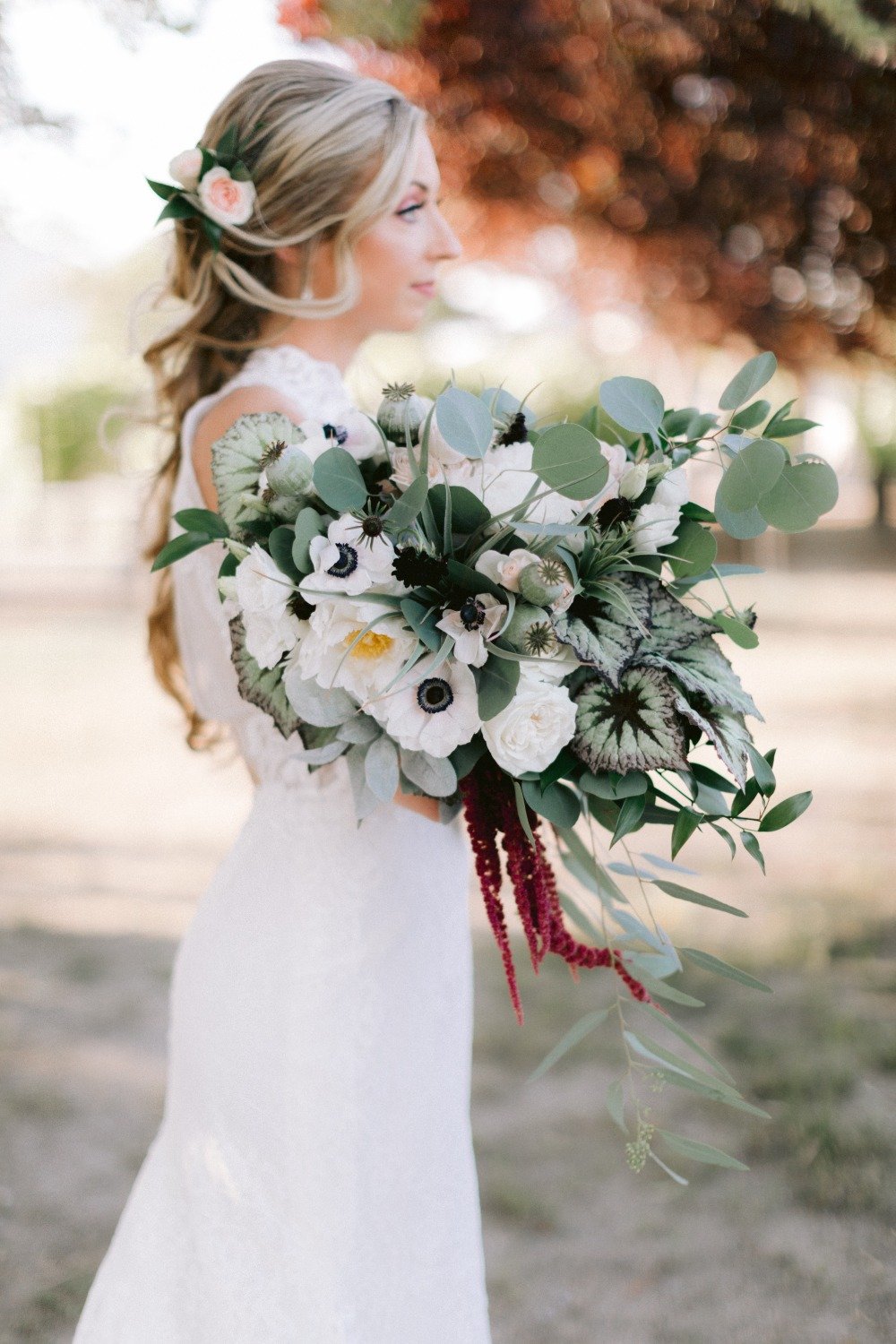 greenery wedding bouquet with white florals