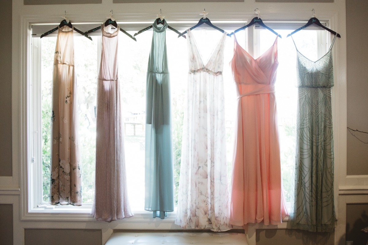 pastel mismatched bridesmaid dresses