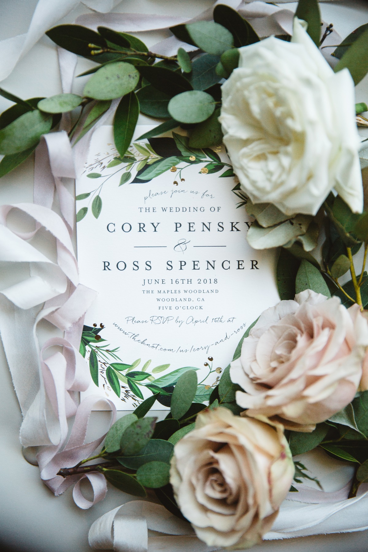 greenery wedding invitation