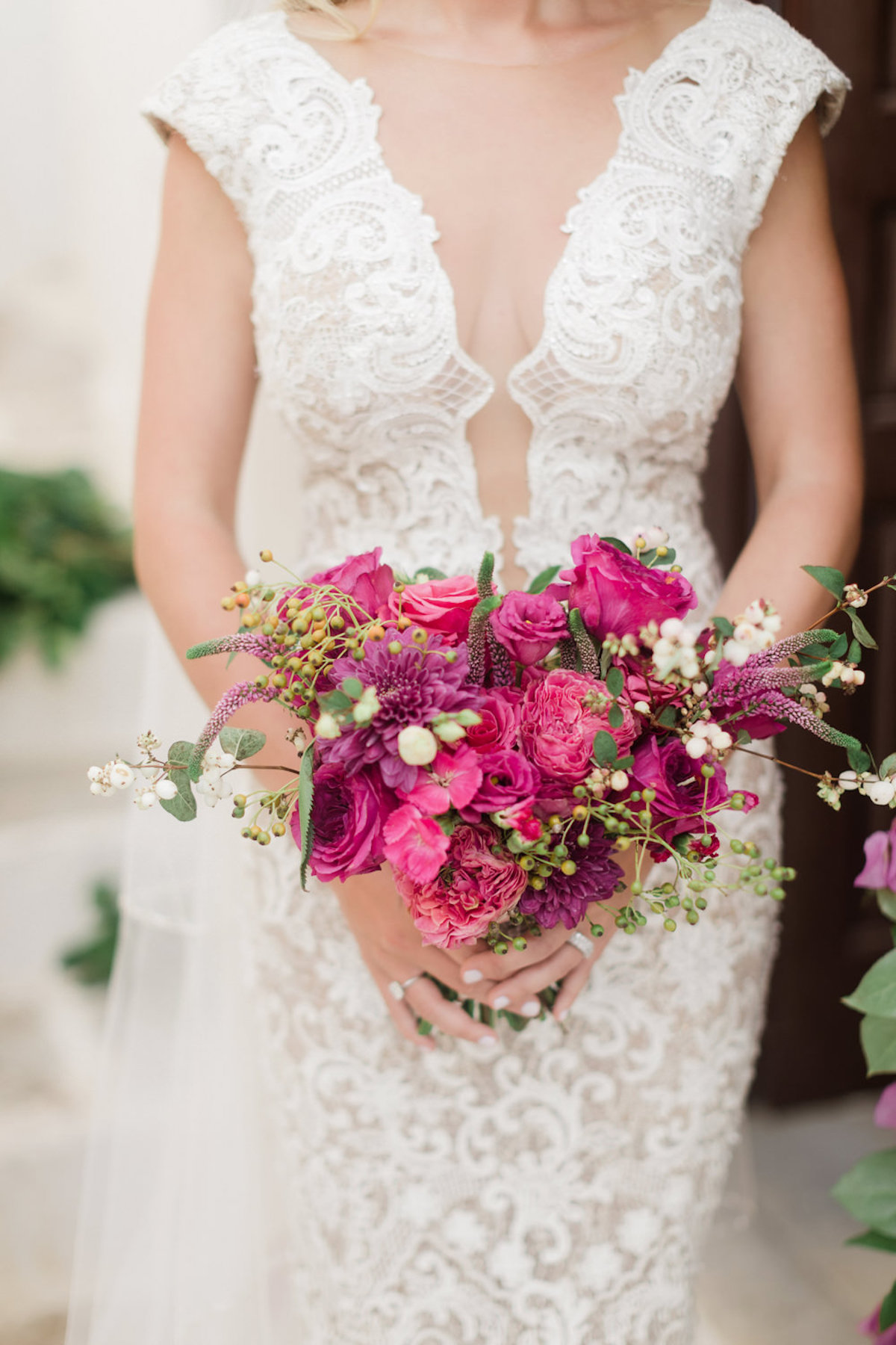 small and tight all magenta wedding bouquet