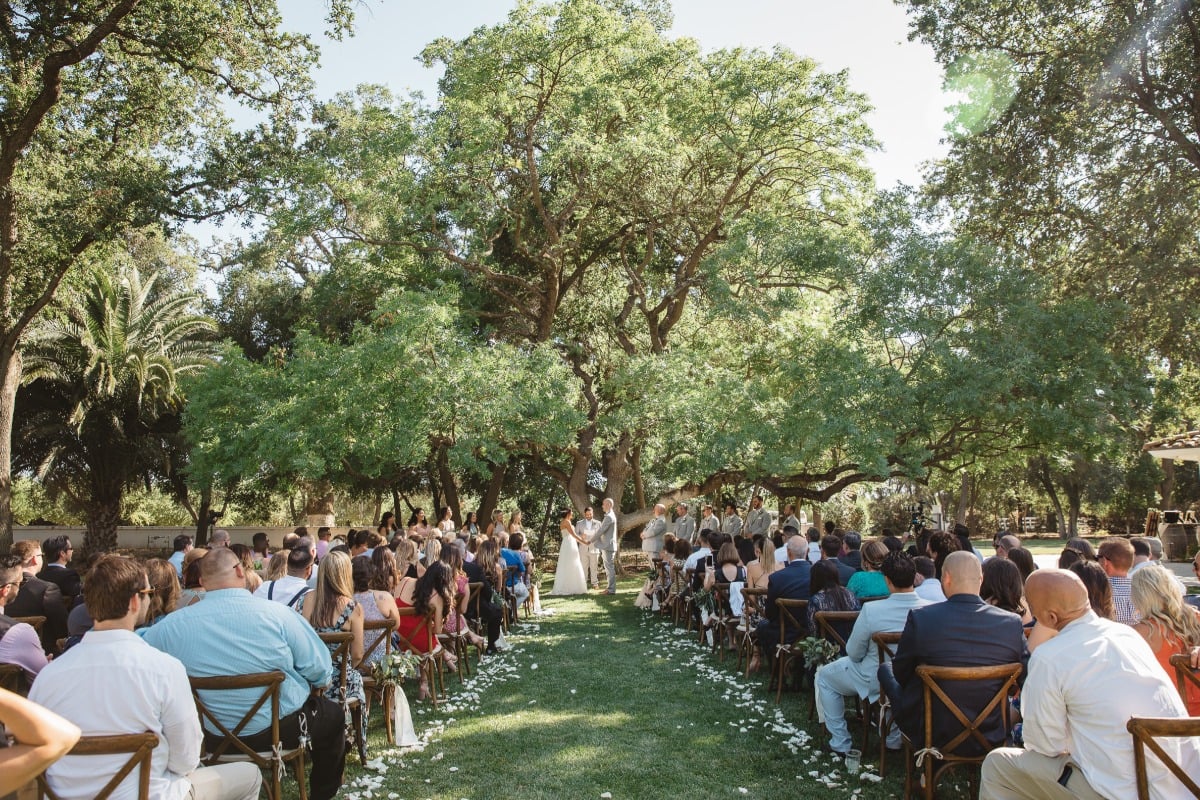 outdoor wedding ceremony at The Maples Wedding & Event Center