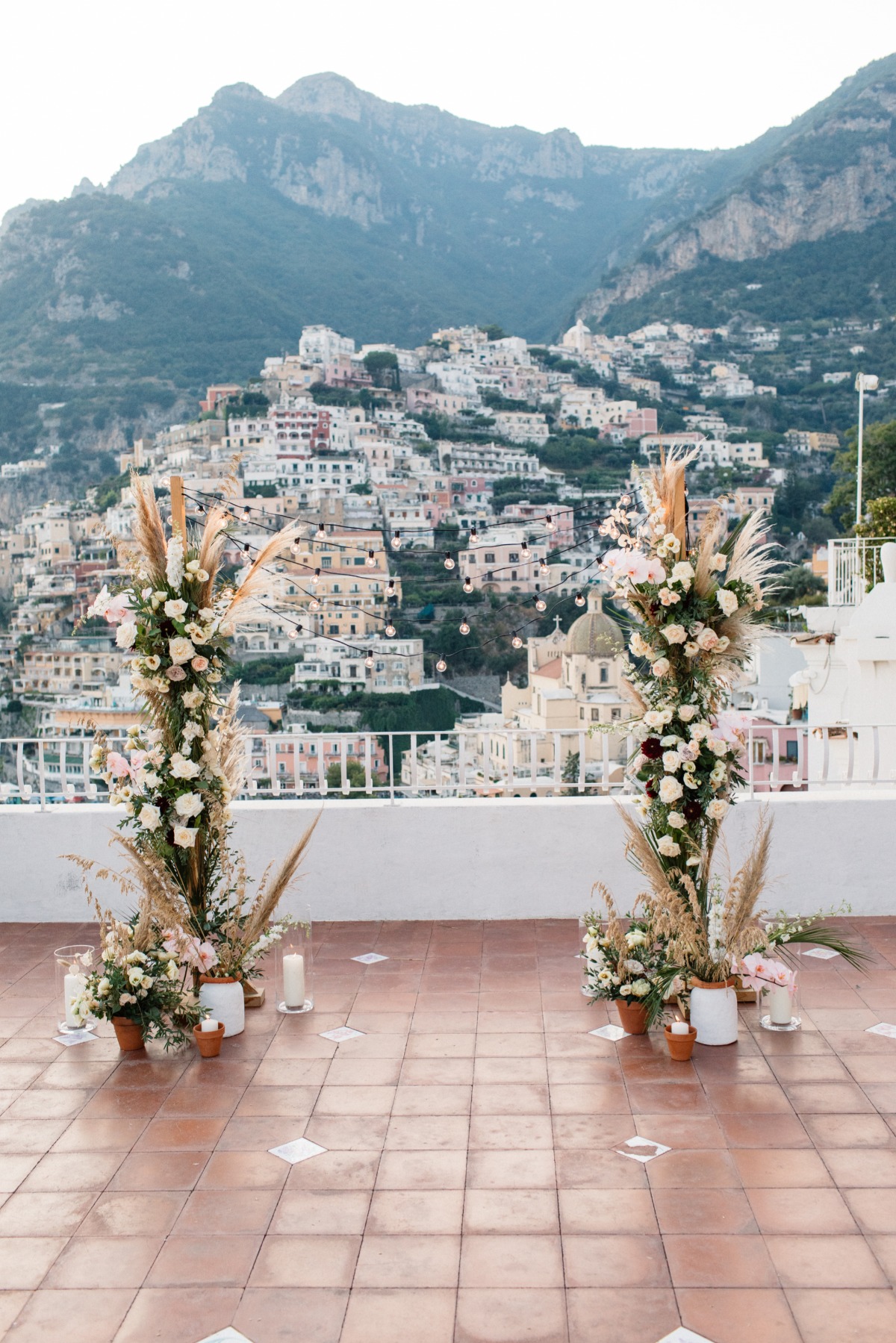 floral wedding background at Amalfi Coast elopement