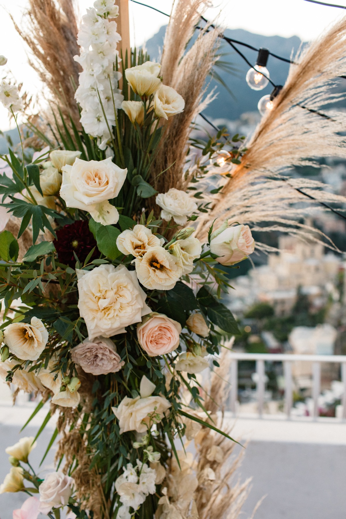 floral wedding background at Amalfi Coast elopement