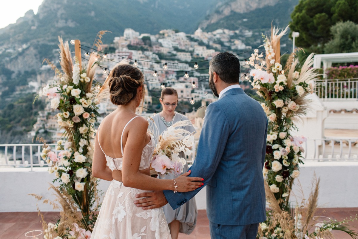 floral wedding background at Amalfi Coast elopement