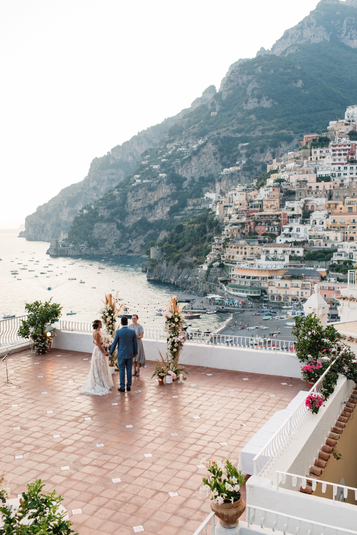 floral wedding background at Amalfi Coast elopement