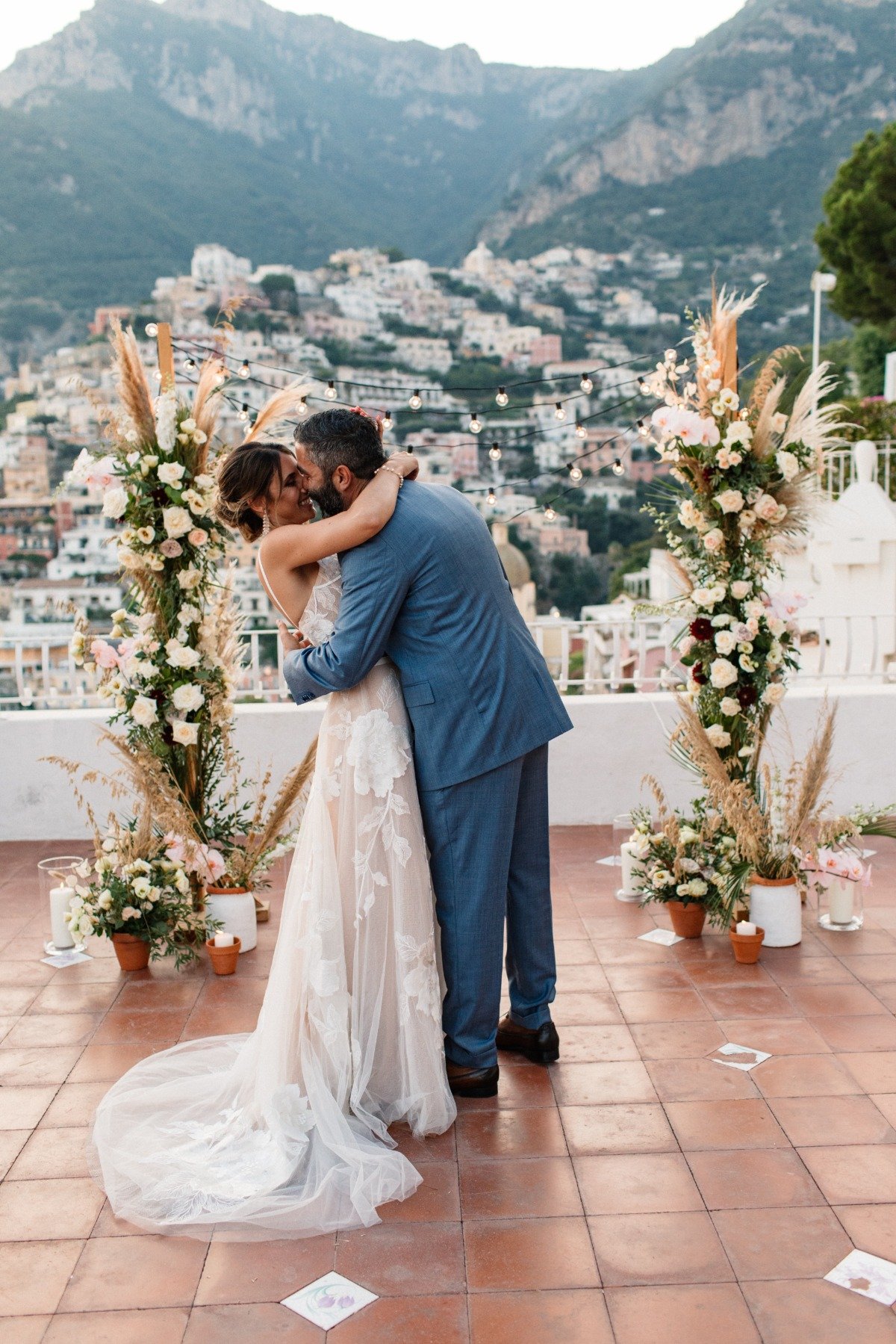 floral wedding background at Amalfi Coast elopement