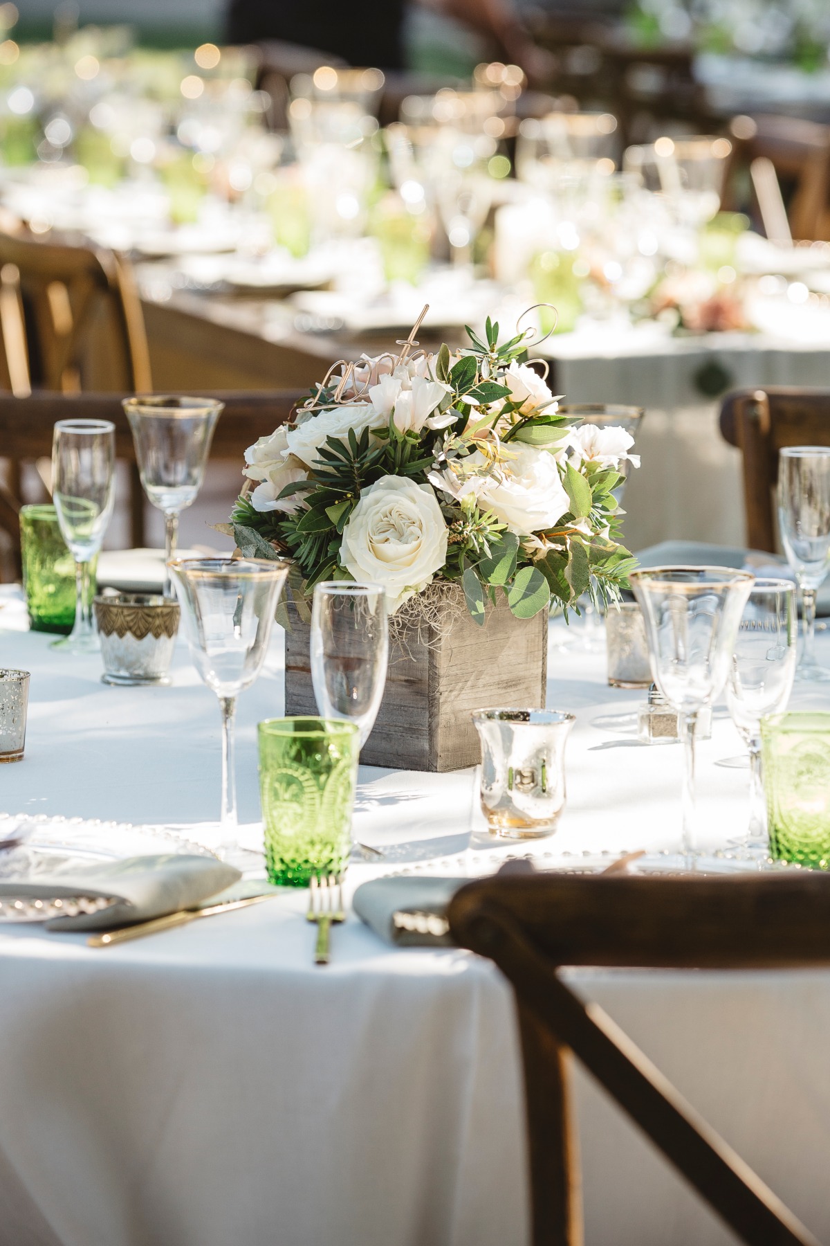 box floral arrangement for wedding centerpiece