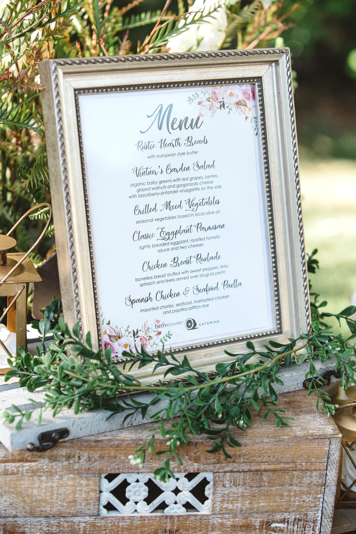 wedding menu sign