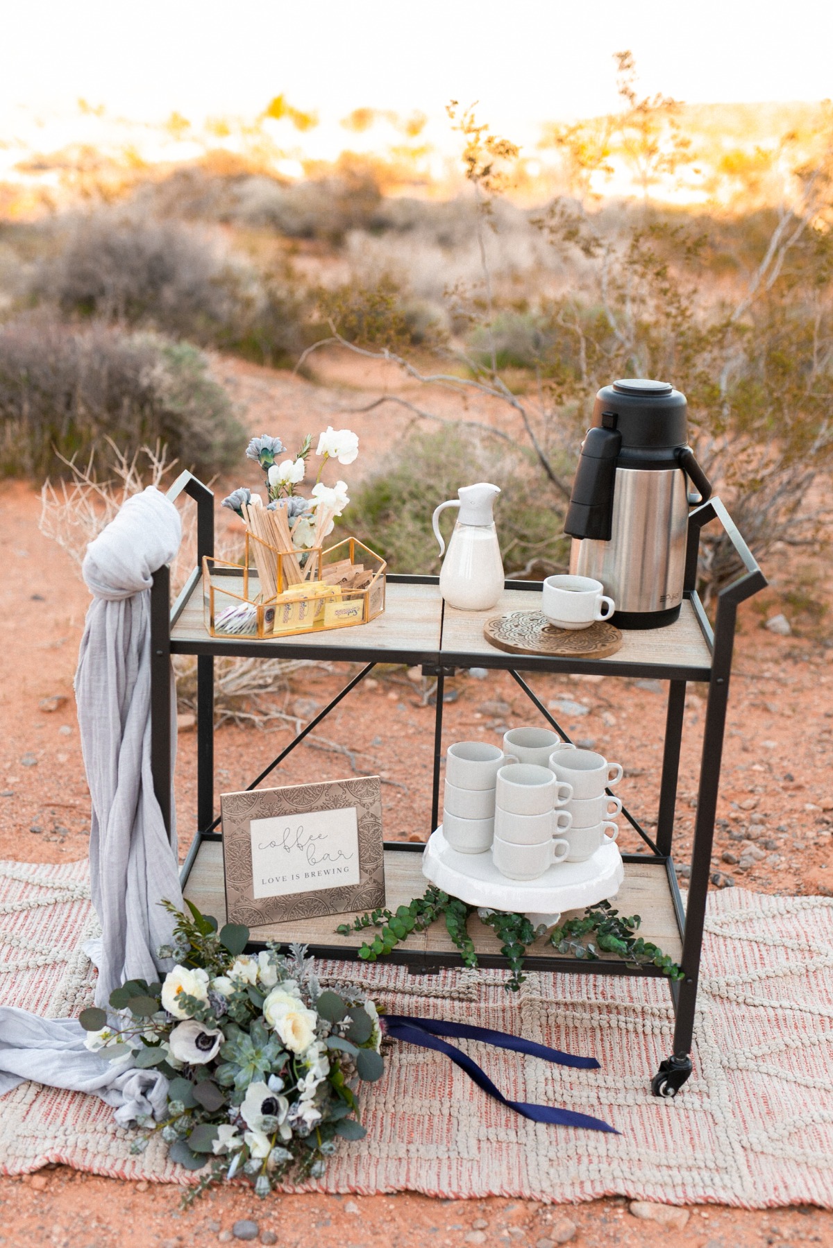 coffee station set up at wedding