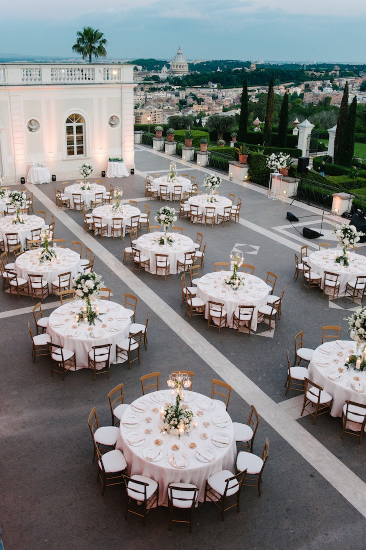 Villa Miani wedding reception designed by  Dolce Vita Weddings