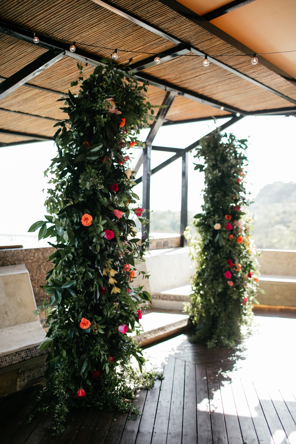 tropical floral wedding backdropo
