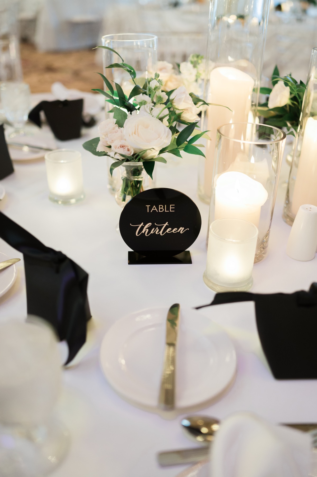acrylic table numbers with gold calligraphy