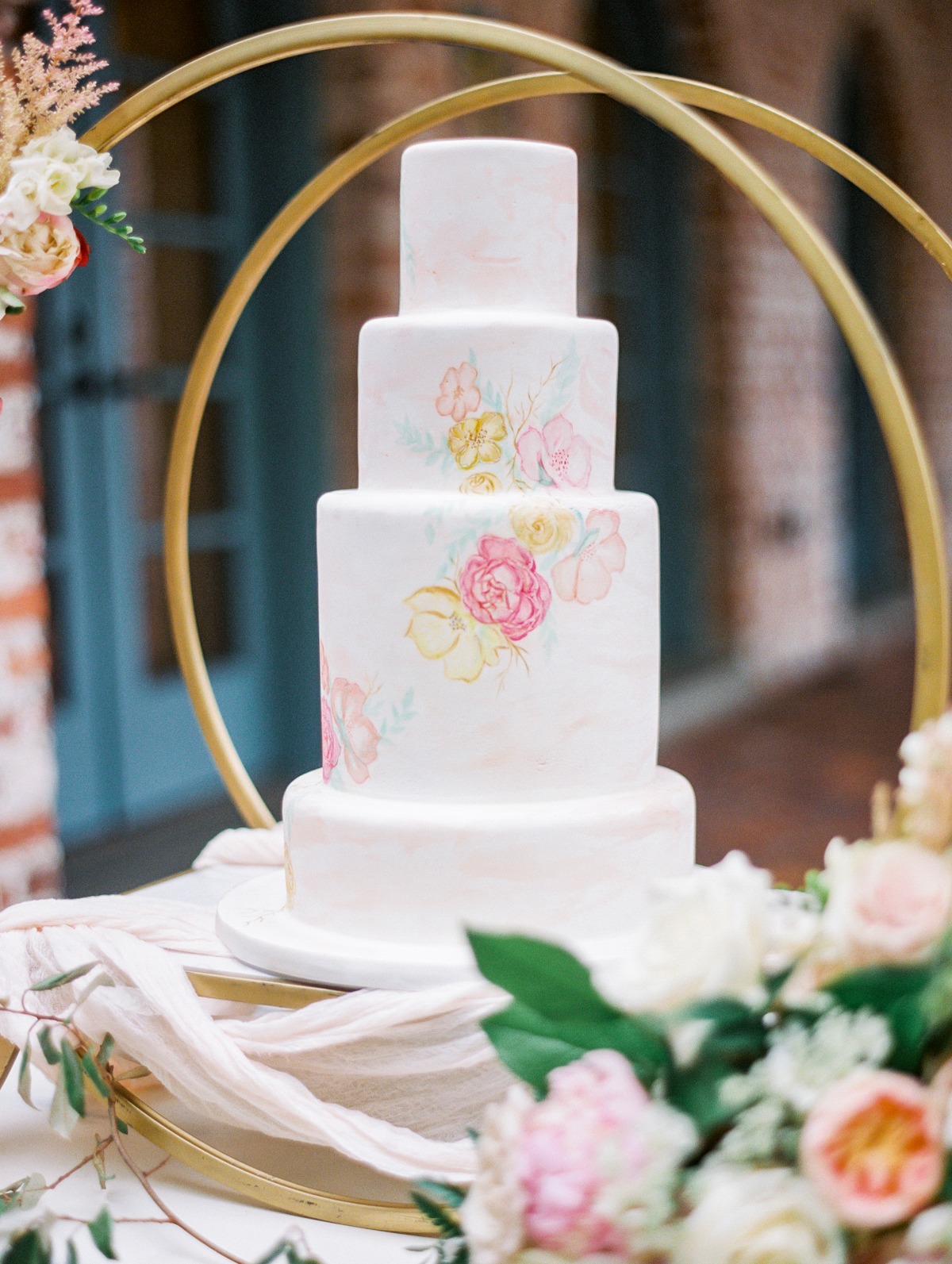pretty watercolor wedding cake designed by Everything Cake