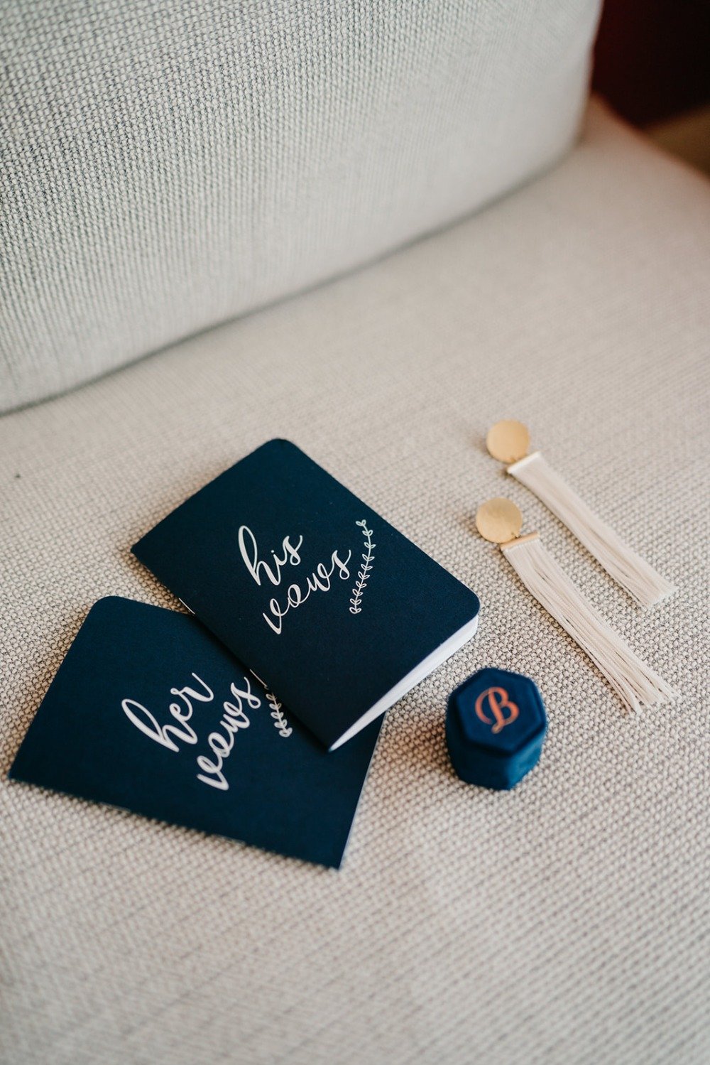 navy blue his and her vow books