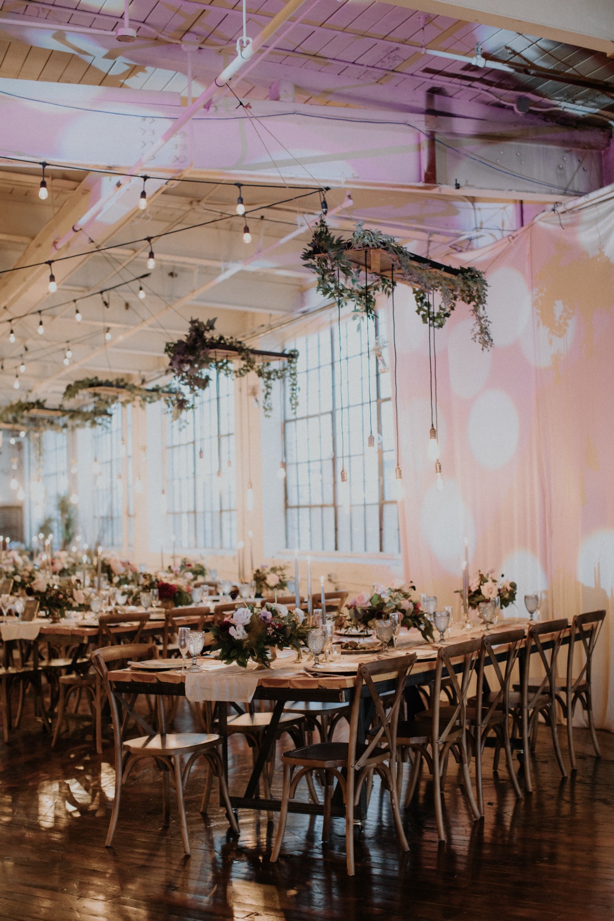 Industrial chic wedding reception decor ideas
