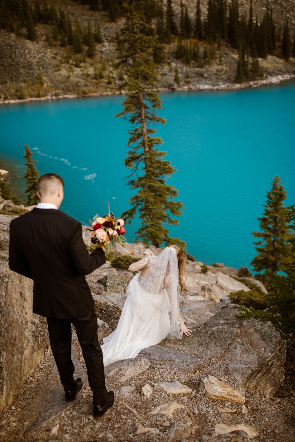 Moraine Lake wedding portraits