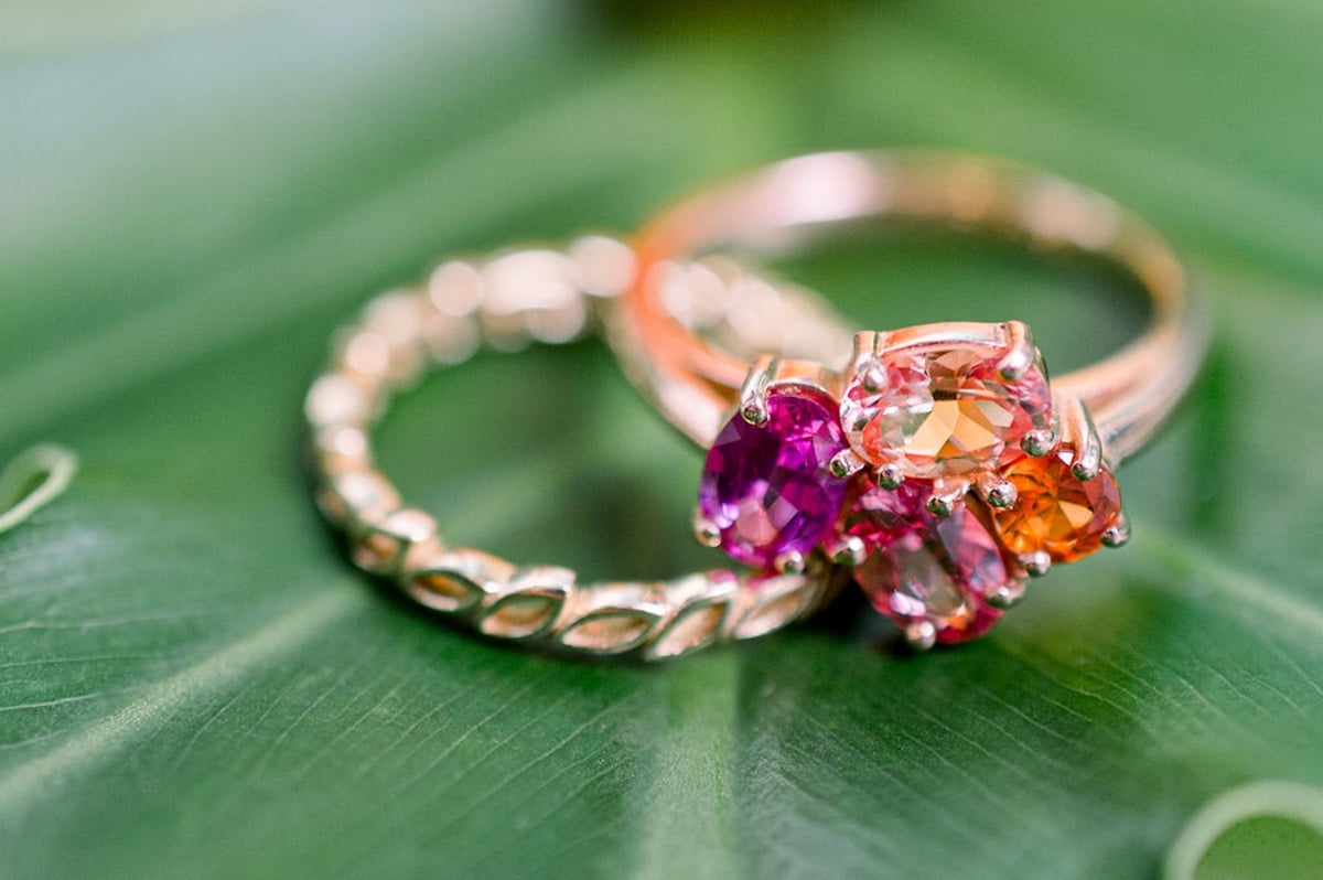 pink and orange wedding ring