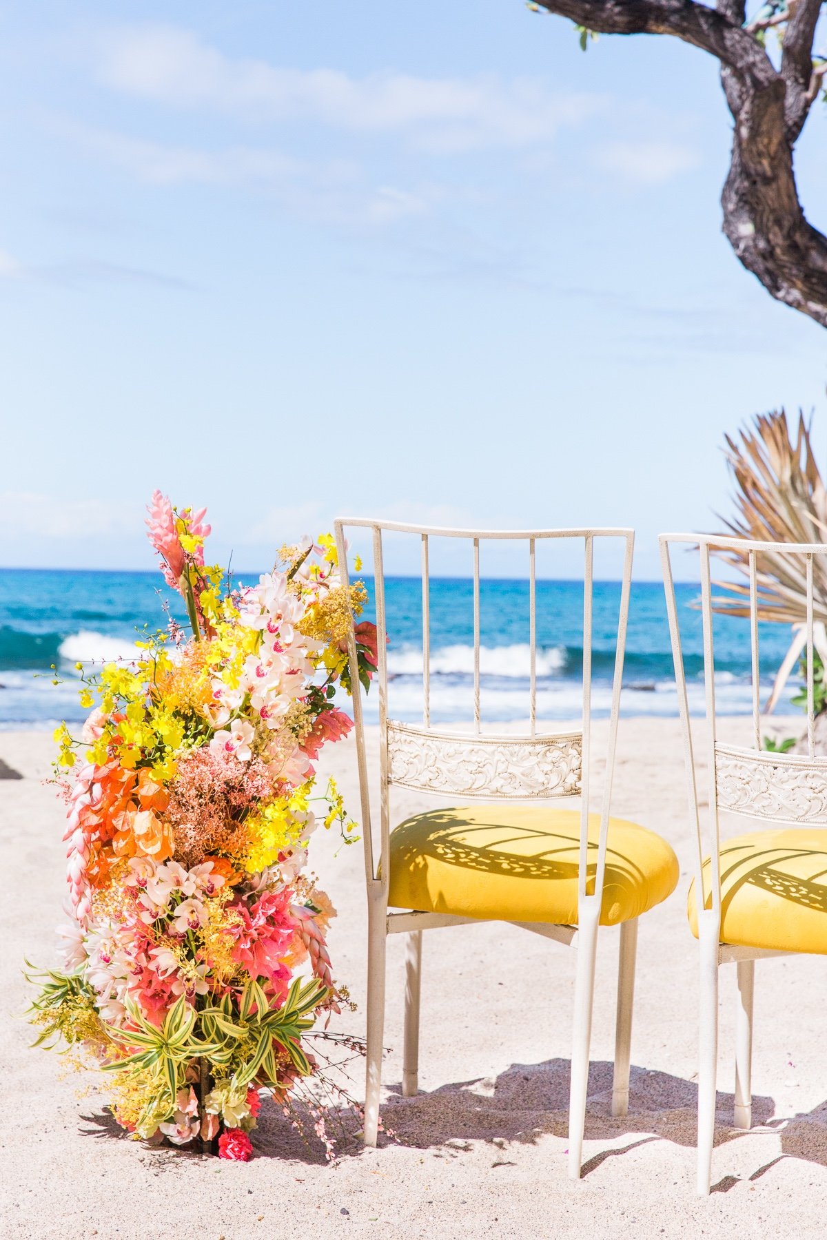 Aisle decor ideas for a beach wedding ceremony at Four Seasons Resort, Hualalai