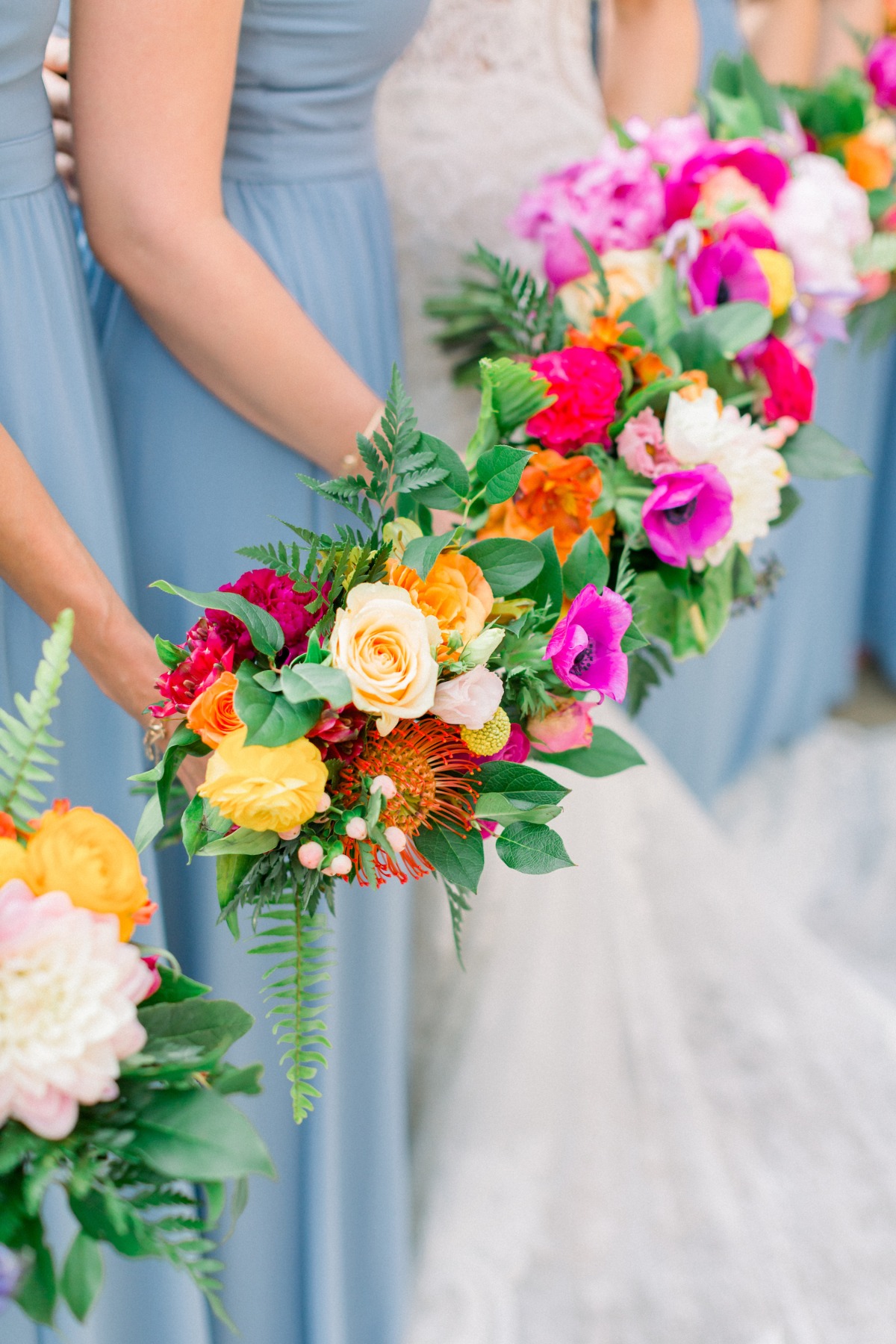 bright bridesmaid bouquets