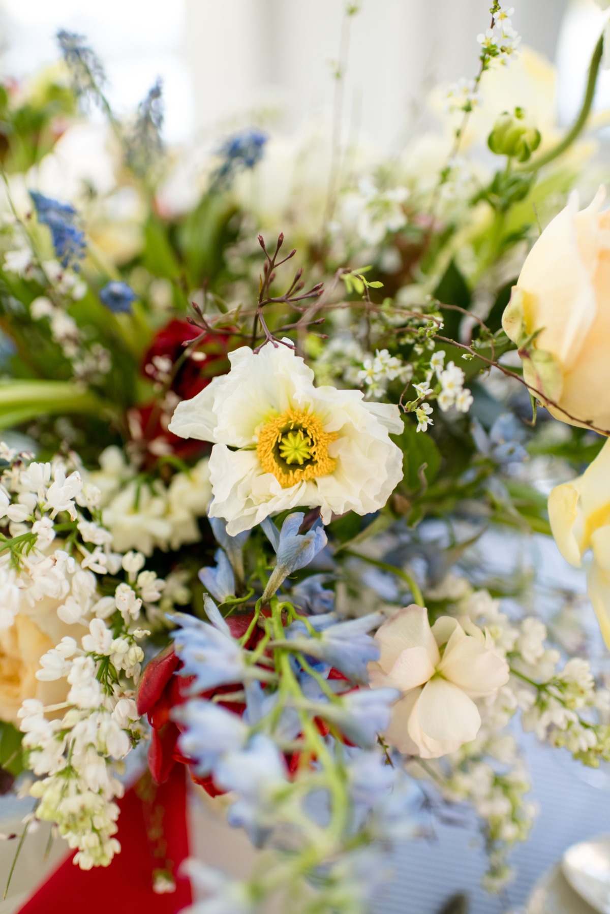 A beautiful and colorful flower bouquet in bloom, close-up view