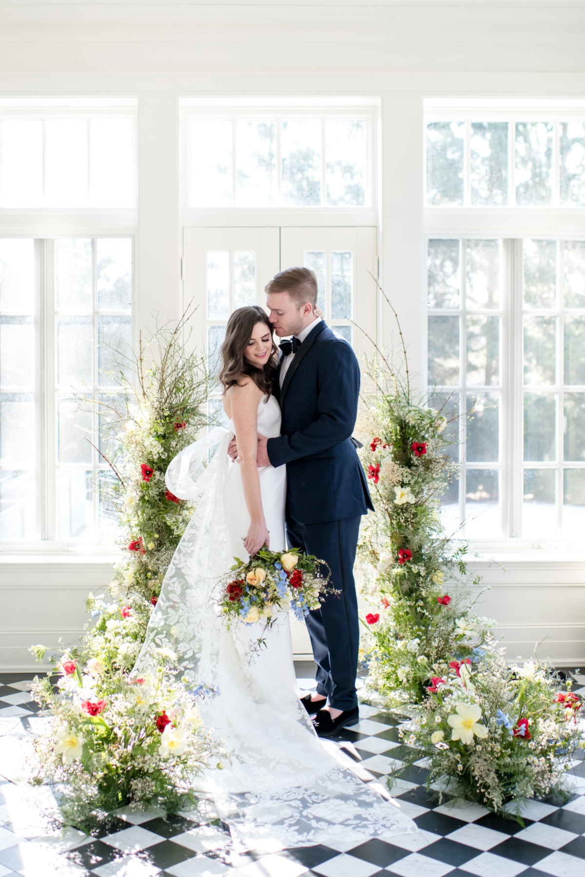 organic floral ceremony wedding backdrop