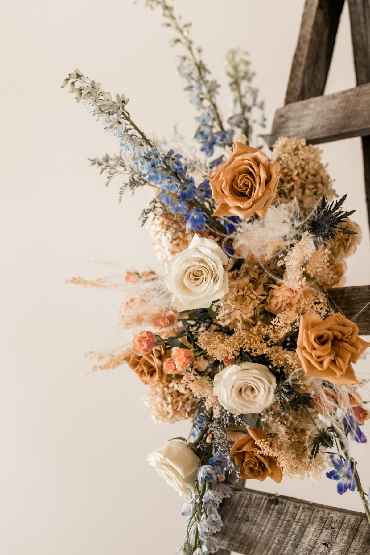 blue and orange wedding flower ideas from Flourish & Knot