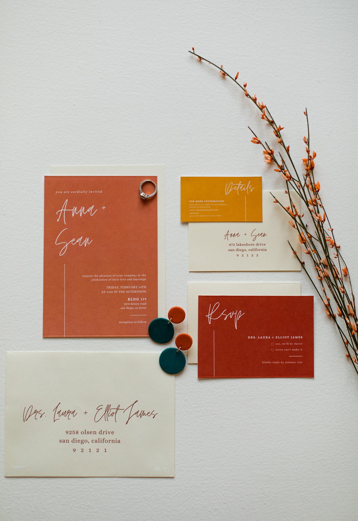 minimalist wedding invitations designed by TSE Calligraphy