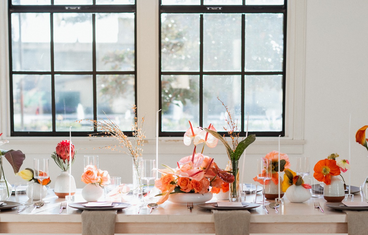 Elegant floral table setting with natural light