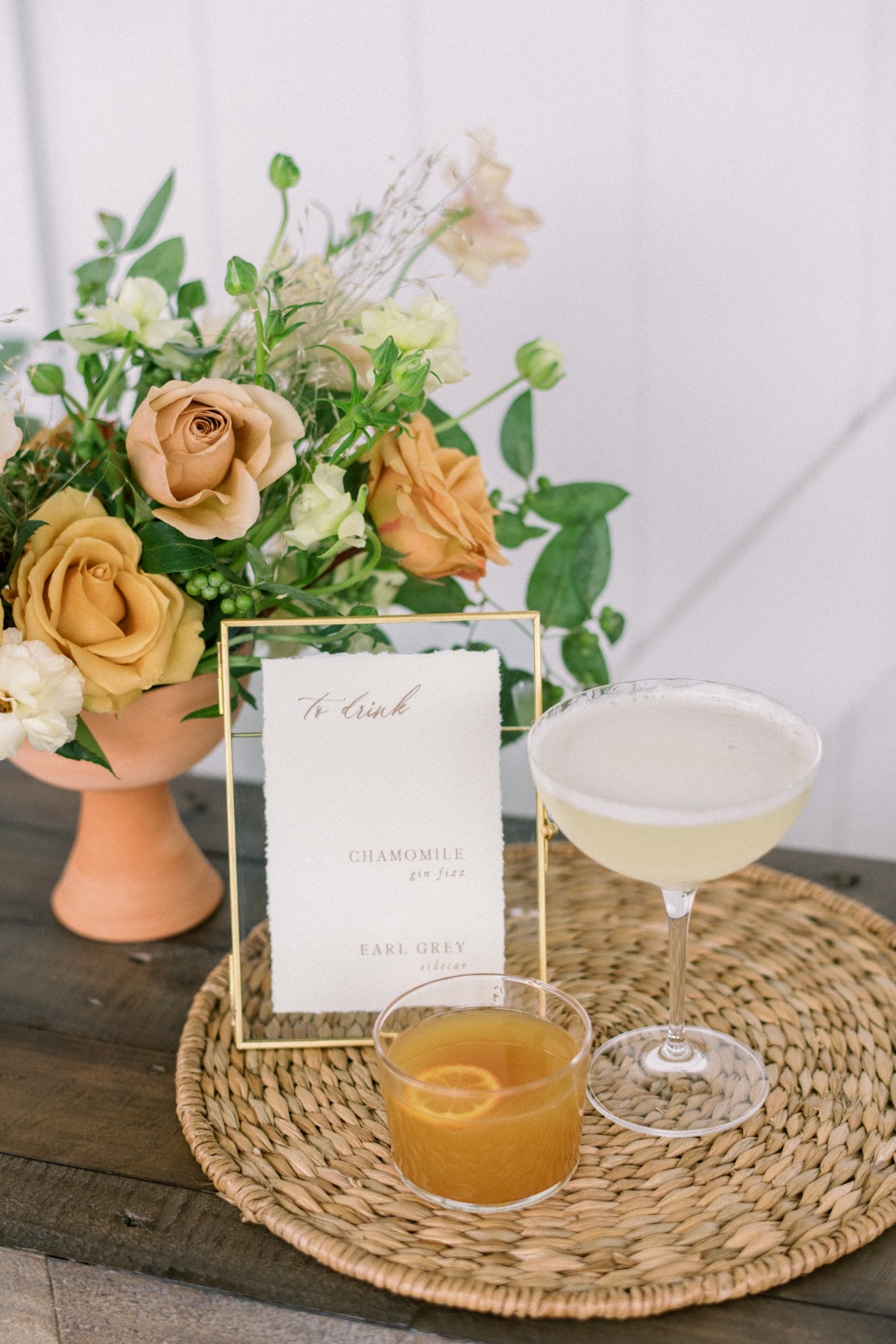 signature wedding drink ideas - Chamomile Gin Fizz and an Earl Grey sidecar