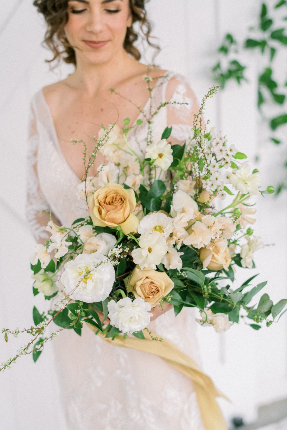 sepia toned wedding bouquet styled by Idlewild Floral