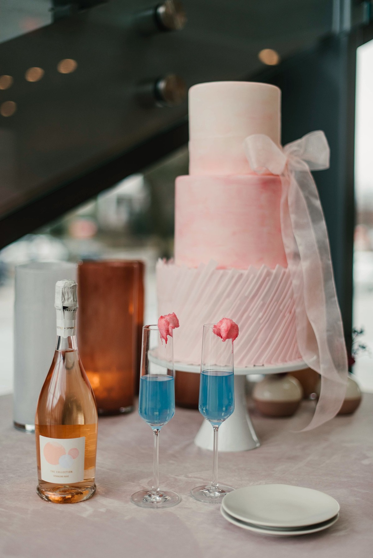pink wedding cake by Sweets by Millie